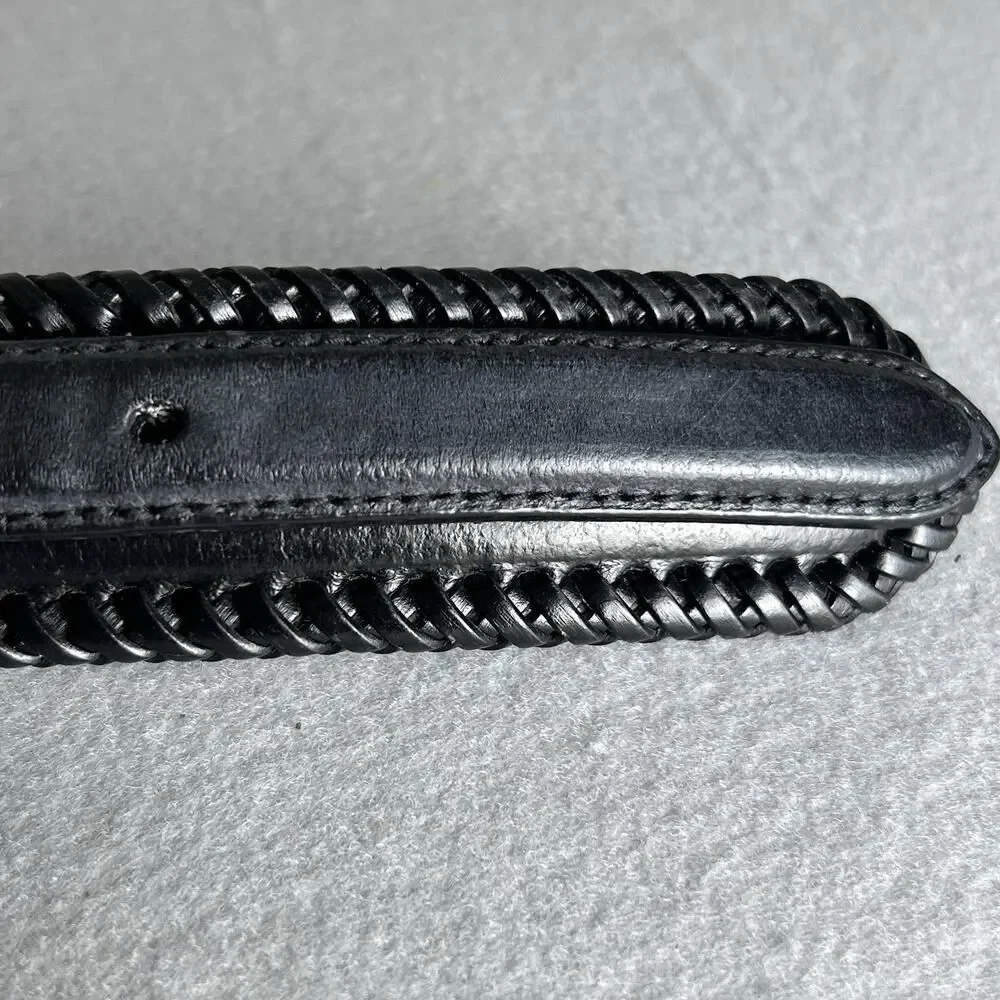 Vintage Men’s Belt Western Style Genuine Leather Black Size 49/100 7096-001